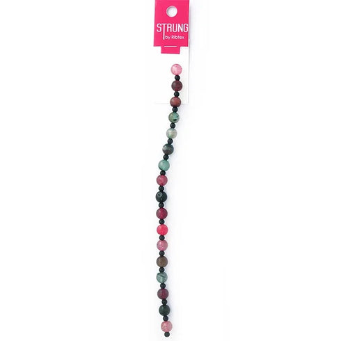 Multi - Mottle Colour Round Stone Strung Beads